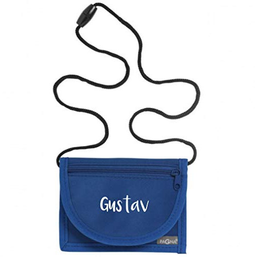 Geldbeutel mit Sichtfenster zum Umhängen mit Namen | Motiv Namensdruck | Brustbeutel personalisiert Geldbörse Kindergeldbeutel Münzfach Kinder Mädchen Jungen mit Klettverschluss (Royalblau)