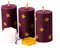Beeswax Gifts Set mit 3 Stumpenkerzen, 100 % Bienenwachs, mit natürlichem Honigduft, Größe 8,5 x 4,5 cm, Waben-Anhänger, Violett mit Sternen