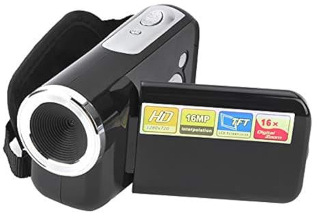 Garsent Digitaler Camcorder, 16 x HD DV-Kamera mit 2 Zoll TFT LCD Sceen, Kamera für Kinder/Jugendliche/Schüler/Anfänger/Senioren, (schwarz)