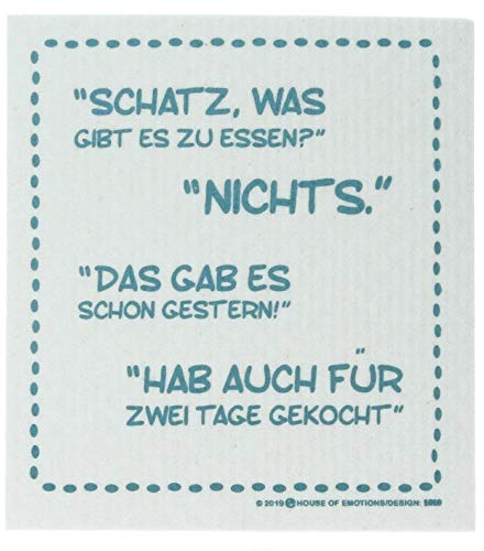 House of Emotions Spüllappen Nichts - Nachhaltige Putzlappen und Küchenhelfer - Weiß, Grün, Motiv - Buchstabenmuster - Cellulose, Baumwolle