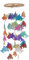 GURU SHOP Rundes Muschel Windspiel - Delphin Bunt, Mehrfarbig, Muschelscheiben, 40x15x15 cm, Windspiele & Klangspiele