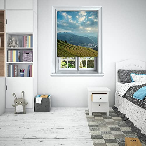 Lister Cartwright Photographic Blackout Roller Blinds For Bedroom Windows - (60 x 140 cm) Easy to Fit Polyester Roller Blinds For Windows With Child Safety Included - Agriculture