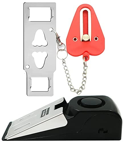 HNHMT Upgraded Portable Door Lock & Door Stop Alarm, Dual Protection Security Door Kit,Door Security Devices Pocket Self Defensey Tools,for Traveling Hotel Home Apartment College House(2 Pack)