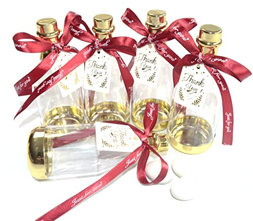 24pz Champagne bottiglie scatole Porta dolce confetti regalo in plastica Bomboniere feste nozze (ROSSO)