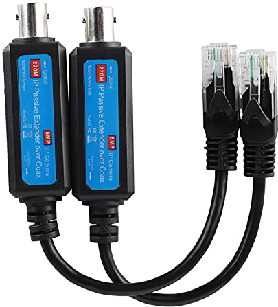 1 Par de Transmisor Coaxial de Red IP Pasiva 10/100 Mbps Transmisión de Alta Velocidad Extensor de Líneas Coaxiales sobre Coaxial para Cámara IP NVR