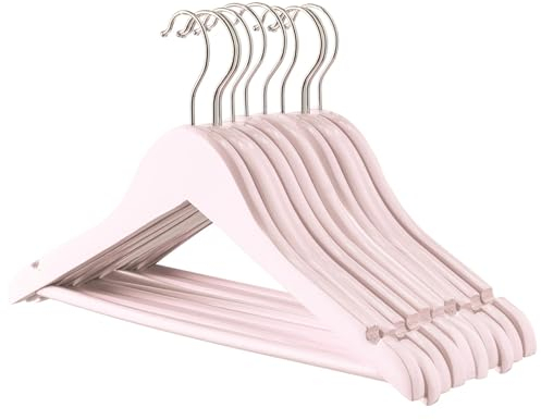 Harbour Housewares 10x Hell-Pink Kinder-Kleiderbügel aus Holz - Klein Kinder Mantel Kleidung für Baby, Kleinkind mit Metallhaken, Hosenstange