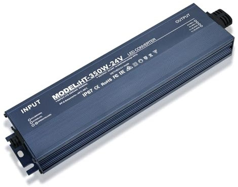 Trasformatore LED 24V 350W, Alimentatore 24v 14.6A, 350W Trasformatore 220V 24v, Driver LED AC a DC, Impermeabile IP67, Senza Sfarfallio, Nessun rumore, per G4, GU5.3, MR11, MR16, Non dimmerabile