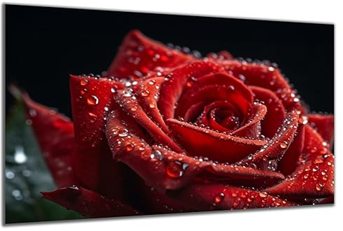 DARO Design - Wand-Bild auf 6mm HDF 84x56 cm Nahaufnahme rote Rose - Wand-Deko Bilder Geschenk