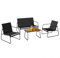 IDMarket - Lounge-Set Malaga, 4-Sitzer, mit Sofa, Sessel und Tisch, Schwarz und Holz