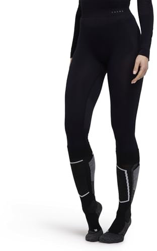 FALKE Damen Baselayer-Hose Warm 3/4 W Ti Funktionsmaterial schnelltrocknend 1 Stück, Schwarz Black 3000, XL