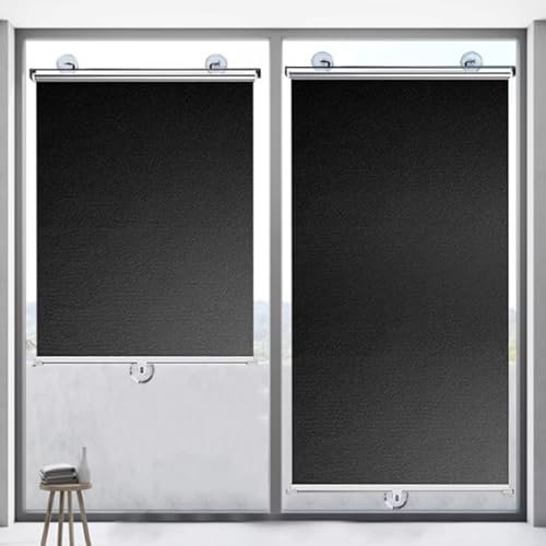 jiajulashou123 Sonnenschutz Rollos Mit Saugnäpfen Verdunkelungsrollo Fensterrollo Einziehbarer Balkon Sonnenschutz Sichtschutz Rollo UV Schutz für Küche,Büro,ohne Bohren (68cmx125cm(26.8inx49.2in))