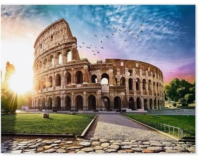 Sun-Drenched Colosseum Italien, Rom,Puzzle 1000 Teile Papier Puzzle Geeignet Für Erwachsene Kinder Familien Stressabbau Puzzlespiele(50x70cm)-D57