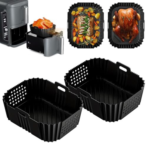 Hot Air Fryer Accessories, 2 Pieces Airfryer Accessories for Ninja Double Stack XL SL400EU 9.5L, Airfryer Silicone Mould Accessories for Ninja AF400EU AF300EU and 7.6L-9.5L Dual Zone Hot Air Fryer