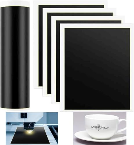 Roundsky Lot de 4 papiers de marquage noirs gravés au laser, convient pour le métal, le verre, la céramique