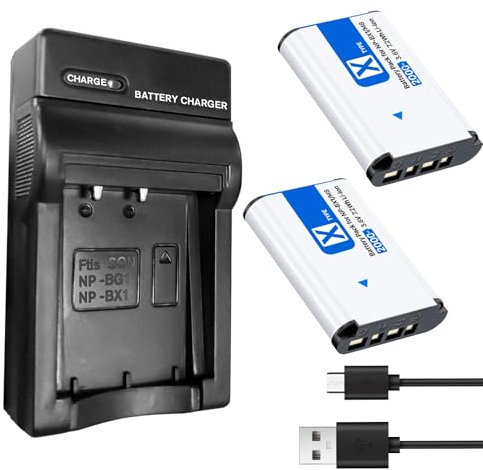 BOANV Batterie NP-BX1 (Pack de 2 1300mAh) et kit de Chargeur LCD compatibles avec Sony NP-BX1 et Sony ZV-1, Cyber-Shot DSC-RX100, DSC-RX100 II/III/M4/M5/M6/M7/Ⅳ/Ⅴ/Ⅵ/Ⅶ/VA, DSC-RX100M II, HDR-CX405