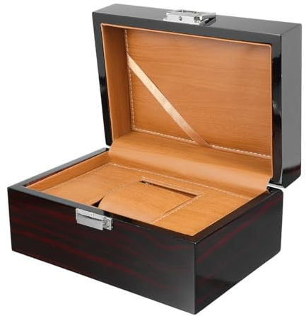 UKCOCO Uhrenbox mit 1 Schlitzen: Uhrenbox aus lackiertem Holz, Sammleretui für Herren, Schwarz, Weihnachtsgeschenke