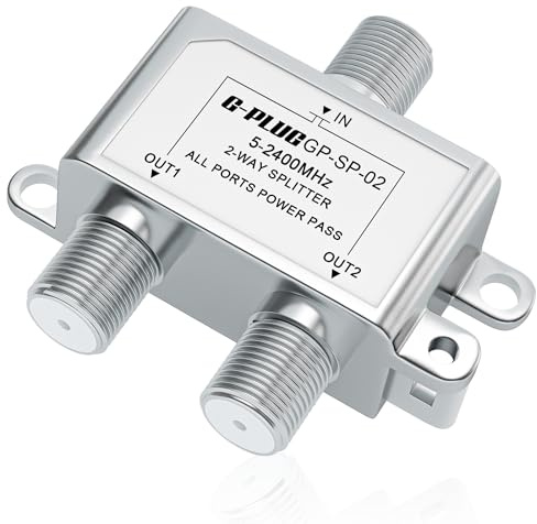 G-PLUG SAT Verteiler 2-fach - Premium Satelliten Splitter für TV & Radio, HDTV/UHD 4K, DVB-S/S2, DVB-T/T2, DVB-C/C2, Robustes Gehäuse, 2 Ausgänge, Einfache Installation