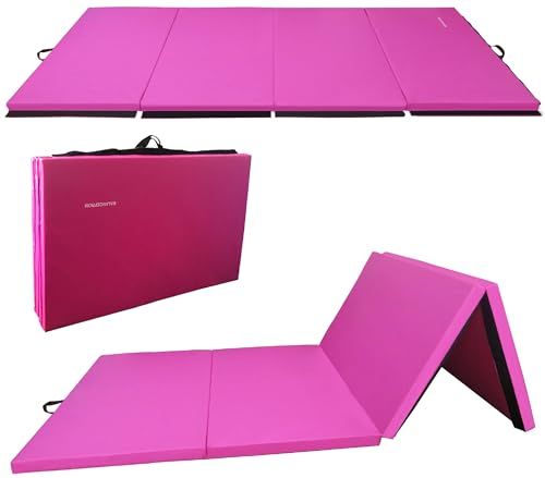BalanceFrom BFGR-01PK All-Purpose Extra Thick High Density Anti-Tear Gymnastics Folding Exercise Aerobics Mats, 4' x 10' x 2, Pink, One Size