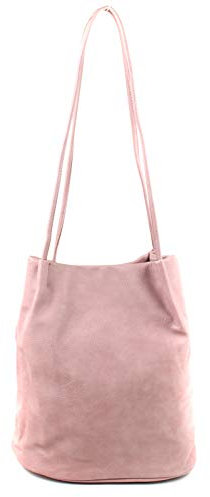 AOSSTA Borsa tote da donna, alla moda, di medie dimensioni, tinta unita, morbida, in finta pelle, borsa a tracolla, borsa a secchiello, rosa chiaro, Medium