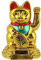 Freak Scene Glückskatze - Maneki-Neko - Winkekatze Solar - runder Sockel - 15 cm - Gold
