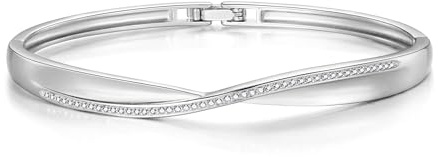 Philip Jones Silver Plated Arc Bangle Created with Zircondia® Crystals (7 Inch)