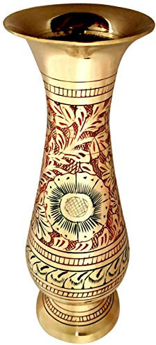 Vase aus Messing, 20,3 cm hoch, seltenes indisches Dekor, verführerisches Nakkashi, schönes Sammlerstück, für trockene Blumen, Nicht zum Befüllen mit Wasser empfohlen