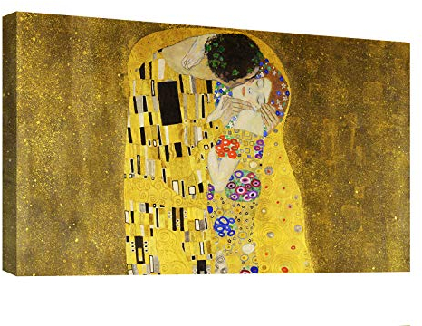 canvashop Quadri Moderni Il Bacio Di Klimt Cm 120X70 Quadro verticale Su Tela Canvas Stampe Da Parete Soggiorno Camera Da Letto Arredo Casa Arte