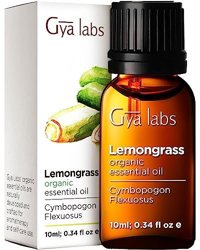 Gya Labs Ätherisches Bio-Zitronengrasöl für die Haut - 100% reines und natürliches Zitronengrasöl Ätherische Öle für Diffusor, Haar & Aromatherapie, Premium Therapeutisches Öl (0,34 Fl Oz)