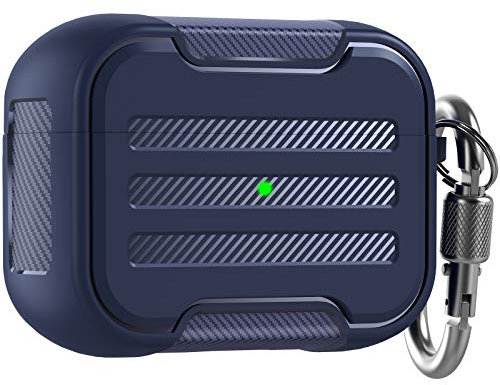AHASTYLE AirPods Pro Case Cover Rugged Hard-shell Protective Case Cover Accessories Shockproof Compatible with Apple Airpods Pro 2019 Charging Case (Deep Blue)