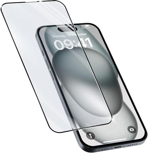 cellularline - Impact Glass Capsule - iPhone 15 Plus / 15 Pro Max - Gehärtetes Glas mit schwarzem Rahmen