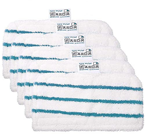 MEETOZ 5 Pack Washable Microfiber Steam-Mop Cleaning Pads Compatible with All Black+Decker Steam Mops, SM1600, SM1610, SM1620, SM1630, SMH1621, HSMC1300FX, HSMC1321, HSMC1361SG