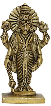 Universal Hub Vishnu Statue Handgeschnitztes Prunkstück Idol für Schreibtisch, Büro Pooja Samagri Home Temple Dekorative Messing Narayan Murti Hindu Geschenke