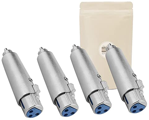 4X Adaptateur XLR Femelle 3 Pins vers RCA Male Mono Tout Metal Audio HiFi avec verouillage
