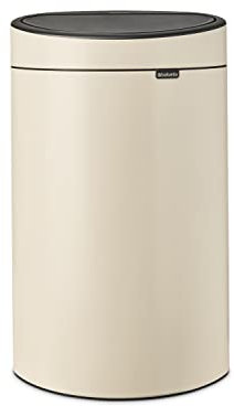 Brabantia - Touch Bin 40L - Großer Mülleimer für die Küche - Soft-Touch-Öffnung - Entnehmbarer Inneneimer - Rutschfest - Einfaches Recycling - Inklusive Müllbeutel - Soft Beige - 44 x 30 x 73 cm