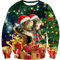 Loveternal Weihnachtspullover Lustig Hässliche 3D Druck Ugly Christmas Sweater Langarm Xmas Katze Pullover Geschenk Jumper S