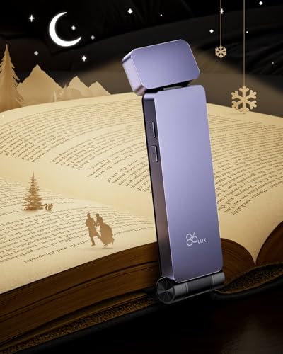 86lux Leselampe Buch Klemme,Wiederaufladbare Buchlampe zum Lesen im Bett,Ultraleichte LED Klemmlampe mit 3 Bernsteinfarben und Stufenlosem Dimmen für Nachtlesen für Buchliebhaber, Kinder,Lila