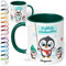 True Statements Weihnachtstasse mit Namen personalisiert „Fröhliche Weihnachten“ - mit Pinguin-Motiv - 330ml Keramik Kaffeebecher mit Spruch - Geschenk zu Weihnachten (Dunkelgrün)