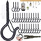 Mikqky 25 Piezas Gancho De Tornillo De Seguridad Negro, Gancho De Techo Con Hebilla, Con 1 x Destornillador De Tuerca De Mariposa, Adecuado Para Cestas Colgantes De Plantas, Pajareras(53 x 23mm)