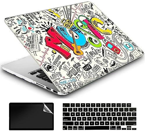 AMCJJ Custodia Rigida Compatibile con MacBook Air 13 Pollici 2022 2021 2020 Release M1 A2337/A2179,Plastica Case Cover & EU Tastiera Cover & Screen Protecto,Creatività Musica 1