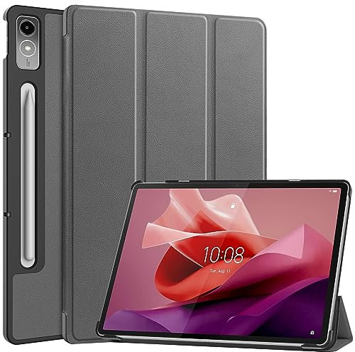 idudao Premium Leather Smart Case For Lenovo Tab P12 12.7 inch in 2023 Released TB370FU Gray