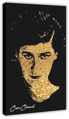 OWNPET Coco Chanel Porträt Leinwand Poster Wandkunst Dekor Druck Bild Gemälde für Wohnzimmer Schlafzimmer Dekoration Rahmenstil 60 x 90 cm