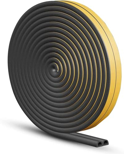 10M Dichtungsband für Türen, Türdichtung Selbstklebendes Fensterdichtung D-Profil Anti-Kollision Dichtungsstreifen Gummi Schaum Siegel Streifen Schalldämmung Schwarz