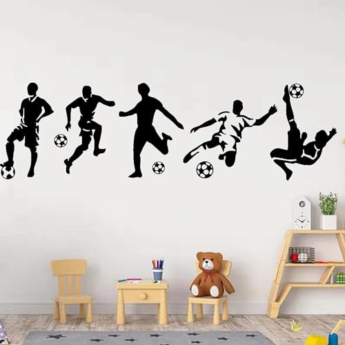 Pack 5 Football Wall Stickers, Football Player Stickers for Bedroom Decoration Wall Art Wall Decals Nursery