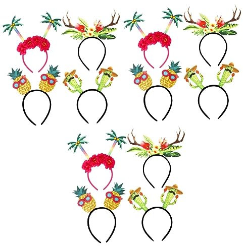 CALLARON 12 Stk Ananas-kokos-stirnband Sommer Strand Stirnbänder Neuartiges Haarband Palmen-stirnbänder Kaktus-stirnband Hawaii-party-kostümzubehör Cosplay Sommerstrand Kind Plastik