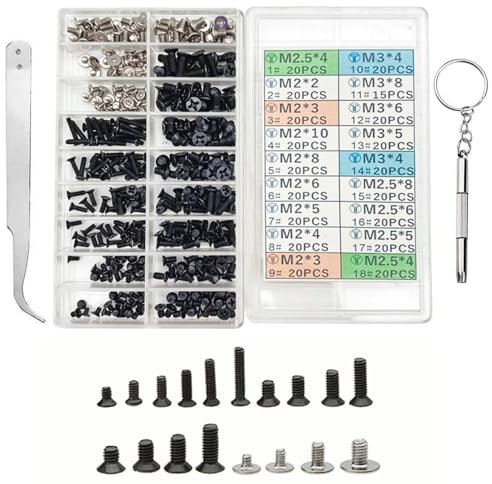 Juego de tornillos surtidos, M2 M2.5 M3, tornillos para ordenador, HDD M.2 SSD tornillos para reparación universal de ordenador portátil, PC, PC, PC, PC, placa base, tornillos, espaciadores 355 Piezas