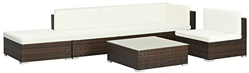 SECOLI Gartenlounge Outdoor Garten Sofa Outdoor Polyrattan Lounge Lougenset möbel Garten Balkon Lounge Terassenmöbel außen Terrassenmöbel Ecksofa-Braun-6-tlg-2