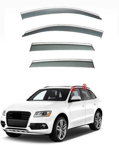 ZXBL 4 Stück Autofenster Windabweiser, Für Audi Q5 2008-2022 Regenabweiser Fenster visiere Lüftung sabweiser Anklebbare Deflektoren,normal-Mk1-8r2008-2017