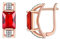 Creolen Kupfer, Ohrringe Creolen Rot Edler Hohlkreis mit Rechteckigem Zirkonia Rot Ohrringe Damen 17.8 mm