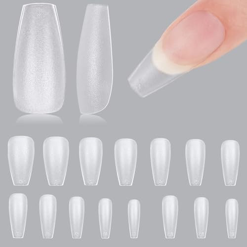 MUSILAN 1500 Pieces Sarg Nägel Tips-15 Sizes Soft Gel Tips Full Cover Nail Tips Pre-Shaped Ballett Nagelspitzen Matt kunstnägel Gelly Tips für Gelnägel für Nagelstudios und DIY-Nail Art Liebhaber