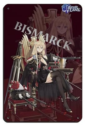 KJUFE Anime-Poster Azur Lane Bismarck, 1 Blechschild, Vintage, Metall, Pub, Club, Café, Bar, Zuhause, Wandkunst, Dekoration, Poster, Retro, 20 x 30 cm